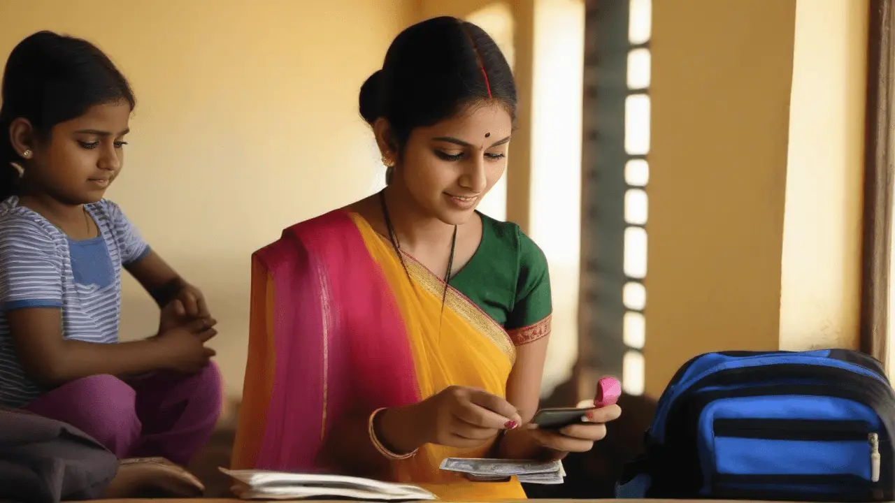 A Young Girls Paying Rent Pay Rent With Credit Card In India With Mobile Apps
