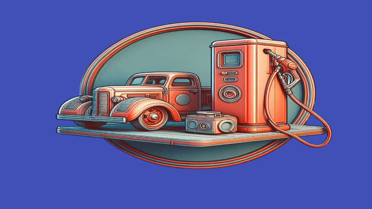 Red gas can sitting next to a fuel tank gauge showing empty.