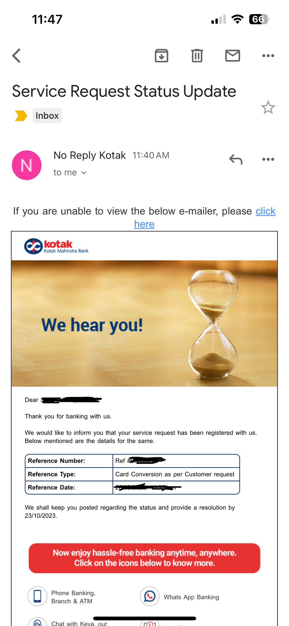 After Fighting For Almost 20 Days They Finally Took The Request To Convert The Kotak Myntra Master To Rupay