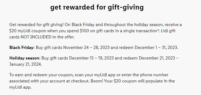 Lidl gift card promotions  Terms and conditions.